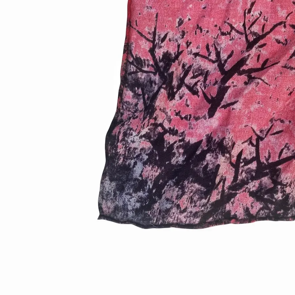 Romantic Watercolor Silk Scarf Wrap Shawl Hair Scarf Japan Inspired Summer Wrap